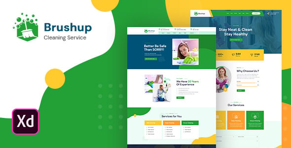 Brushup - Cleaning Company Adobe XD Template