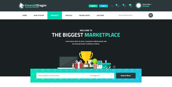 Emerald Dragon - PSD Multipurpose Marketplace