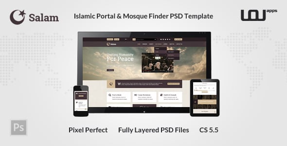 Salam - Religion Portal & Mosque Finder PSD Template