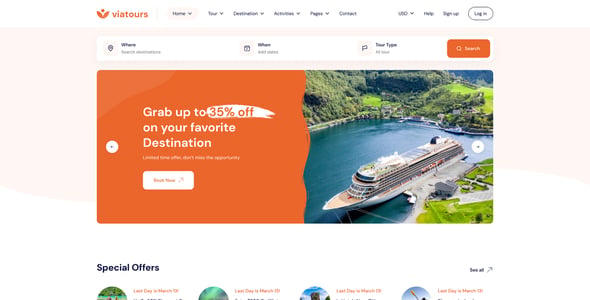 ViaTours - Travel & Tour Agency HTML Template