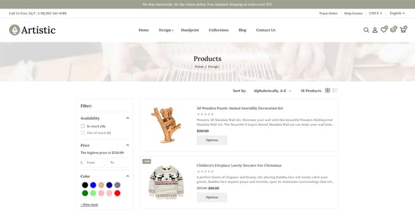 Artistic - Art & Craft Store Shopify Responsive Theme