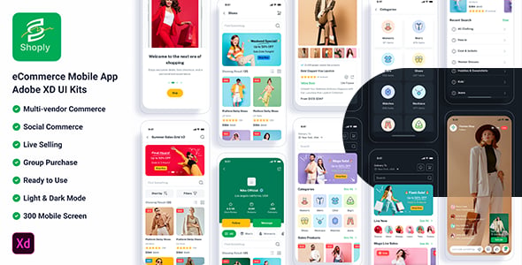 Shoply – eCommerce Mobile App Adobe XD UI Kits