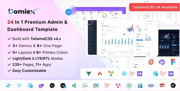 Domiex - Admin & Dashboard Template