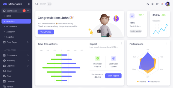 Materialize - Next.js, Vuejs, Nuxt, HTML, Laravel, Django, Asp.Net Material Design Admin Template